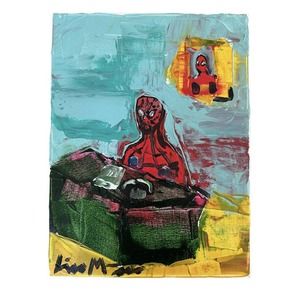 Original Meme Spiderman Painting Signed Kaws Pop Art psychedelic trippy street